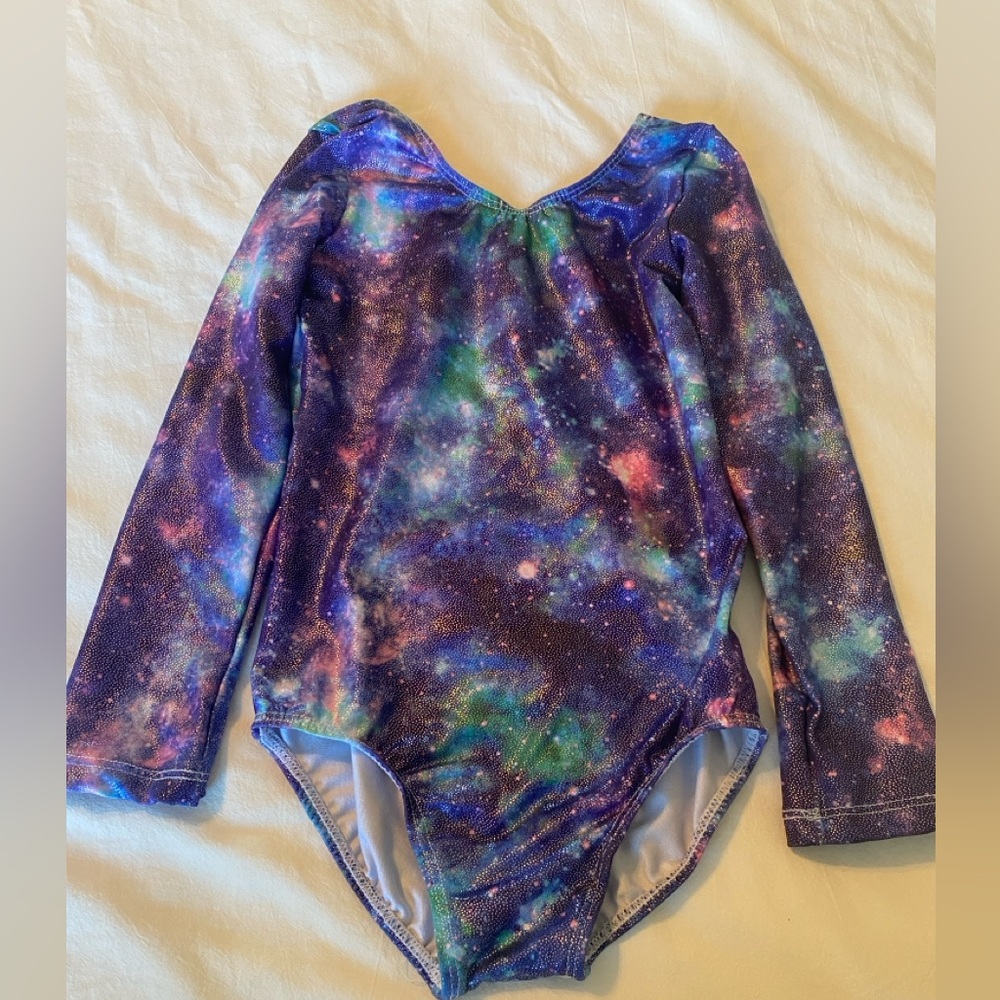 Girls Galaxy print leotard for dance or gymnastics leotards in